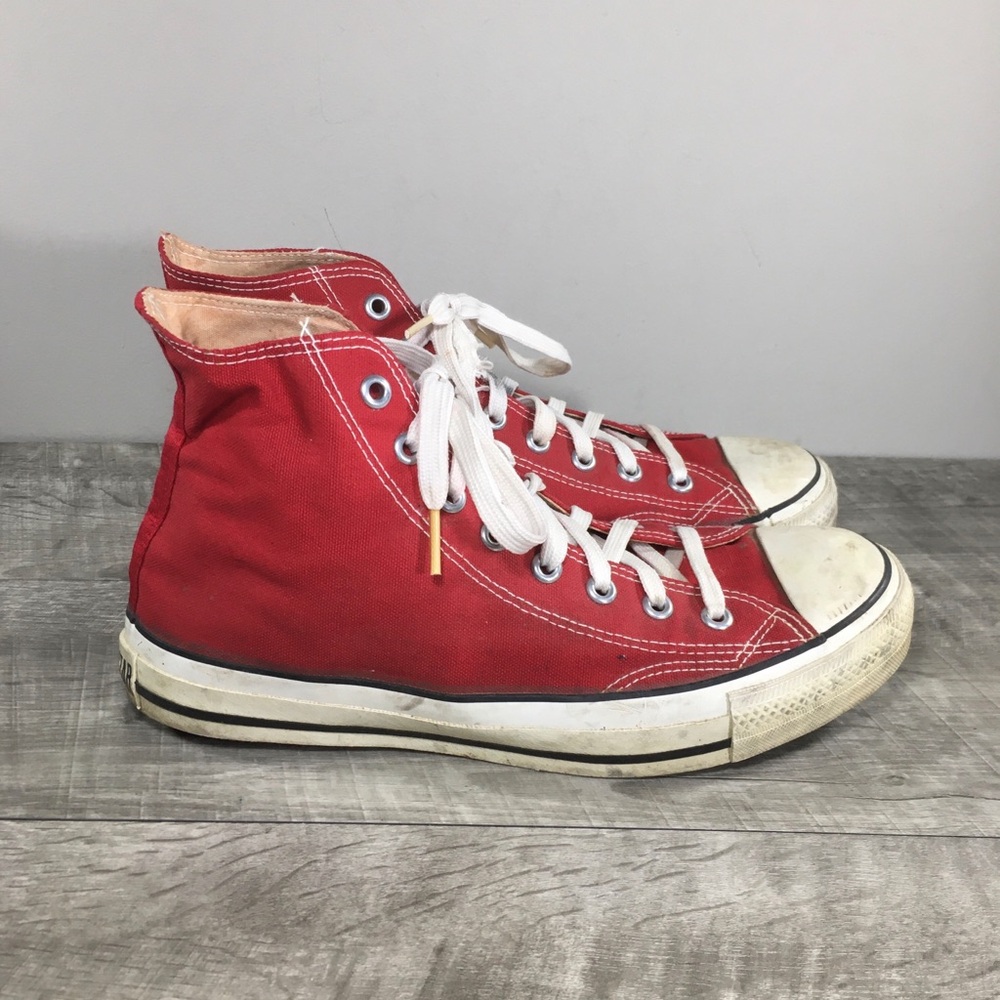 Vtg CONVERSE Chucks All Star Red Canvas High Top Men's Shoes Sneakers Kicks 9.5